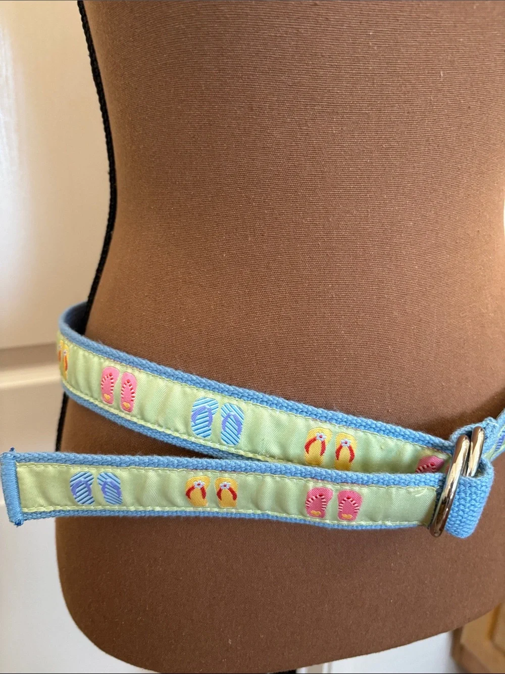 Vintage Flip Flop Beach Theme‎ Adjustable Belt Preppy Coastal 80s Liz Claiborne